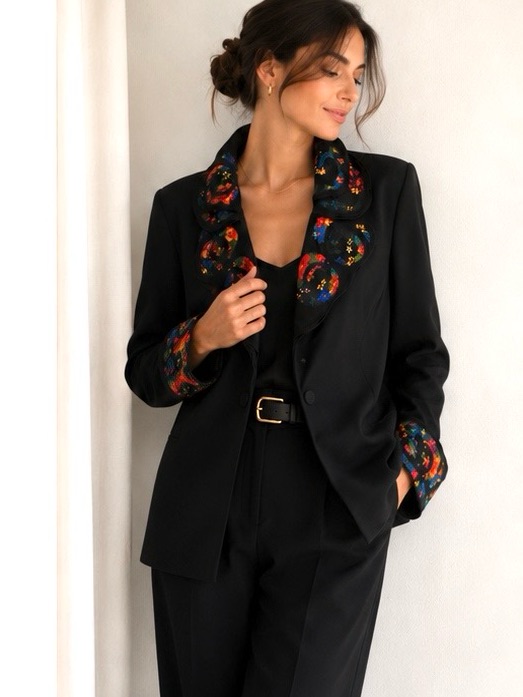 New Soft Surroundings "La Parisian" Embroidered Blazer Size Pxl